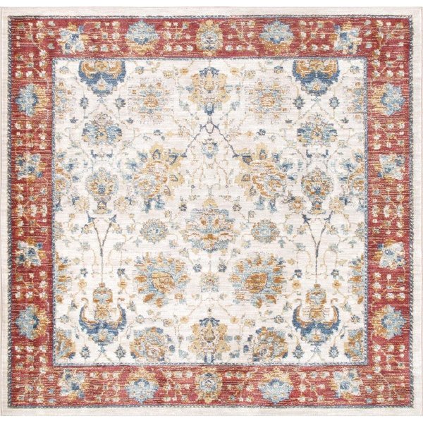 Pasargad Home 6 x 6 ft Heritage Design Power Loom Area Rug Ivory PFH01 6x6